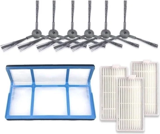 XI237 3 paia K614 spazzole laterali + 3 pezzi I208 filtri + I204 set di filtri in cotone per ILIFE V5S Pro / V50 / V5S