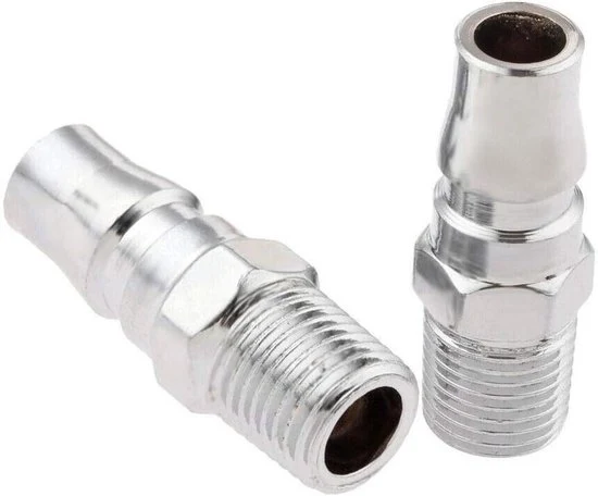 Connettori di tubo aerei BSP, collegamento rapido, maschio, adattatore per compressori, strumenti (lotto da 2) PM20-1/4" ARGENTO
