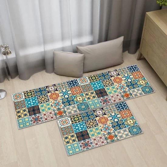 Set di tappeti antiscivolo per cucina con 2 tappeti decorativi per ufficio e soggiorno (40x60+40x120cm)