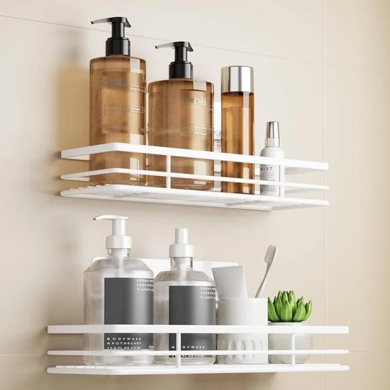 Organizzatore per la doccia senza fori - 2 pezzi - bianco