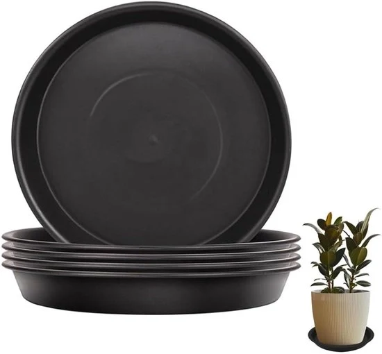 Supporti per vaso di plastica a forma rotonda - 5 pezzi - nero - 25 cm