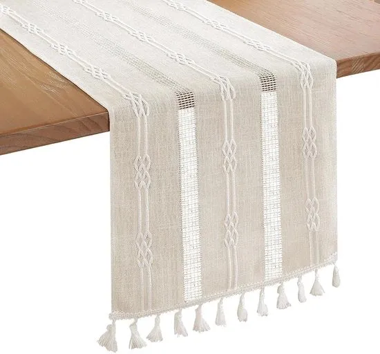 Tavolo da pranzo elegante - Lino - 180 x 33 cm - Adatto per 4-6 persone
