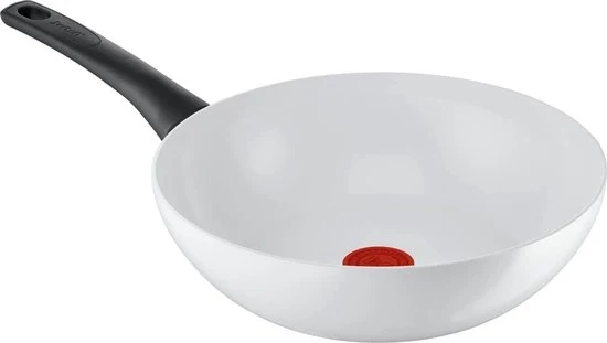 Wok in cottura inductiva con superficie ceramica 28 cm chiusura sicura sigillatura ceramica segnale termico indicatore di temperatura facile pulizia adatta per cottura inductiva 28 cm di profondità.
