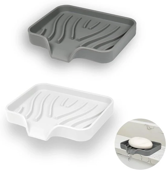 Sacchetti di Sapone in Silicone con Fessura - Per Bagno e Cucina - 2 Pezzi - Bianco e Grigio