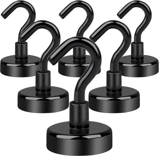 Magne haken forti - Neodymium - 6 pezzi - Nero - 25 mm