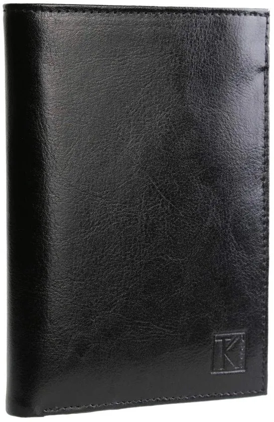 Portafoglio elegante in pelle nera - compatto e stile - 1 pezzo - pelle - 15 x 11 cm