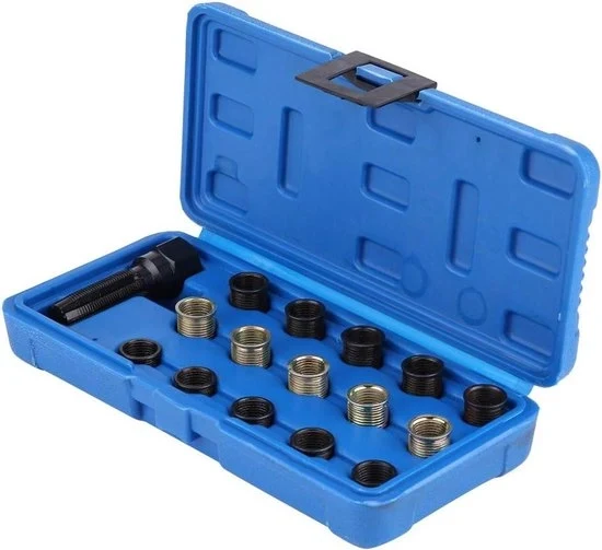 Kit di riparazione per candele a 16 pezzi, 14x1,25 mm con set di M16 per foratura e custodia portatile