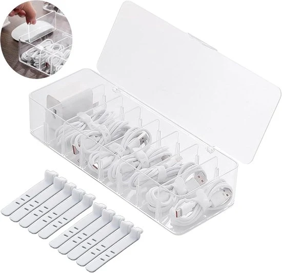 Cassetto di stoccaggio per cavi - Gestione dei cavi - 1 pezzo - Translucido - Plastica