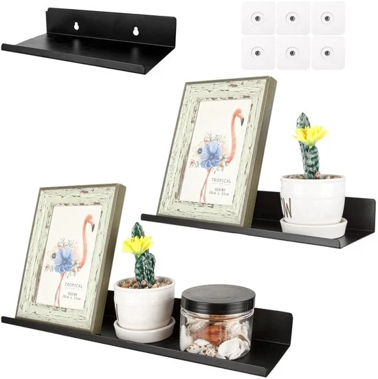 Set di tavole a muro da 3 - metallo nero - spazia risparmiante - diverse misure