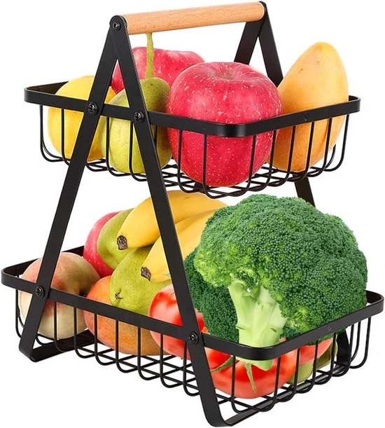 Scatola a Livelli per Verdure e Frutta - Decorativa e Spazievolutiva - Doppio Nero