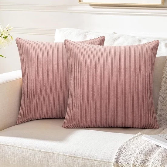 Set di cuscini con coperture in corduroy - 2 pezzi - 50x50 cm