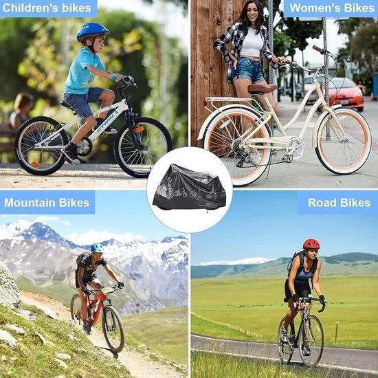Copertura per bicicletta - Coprifuoco per bicicletta - Deposito all'aperto - Impermeabile - Resistente al vento - Universale - Nero