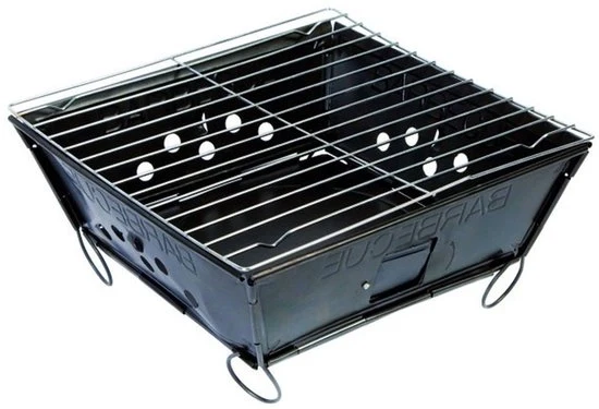 Barbecue a carbone - Leggero e compatto - Nero - Acciaio - 25 cm