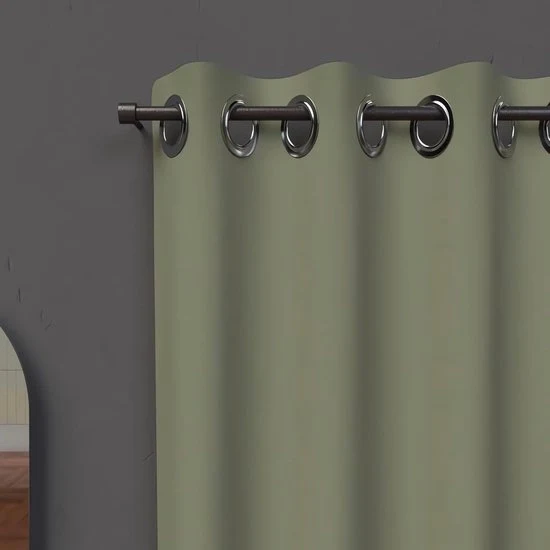 Ringgordijn Verduisterend 135x250 cm Kaki per Privacy
