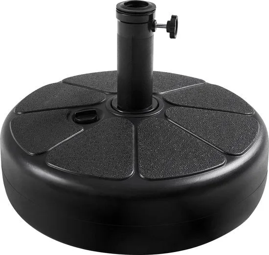 Sostegno per ombrellone, peso per ombrello con superficie a motivi, supporto rotondo per ombrellone con acqua/sabbia, riempibile per manici di ombrello, 38/48 mm, nero