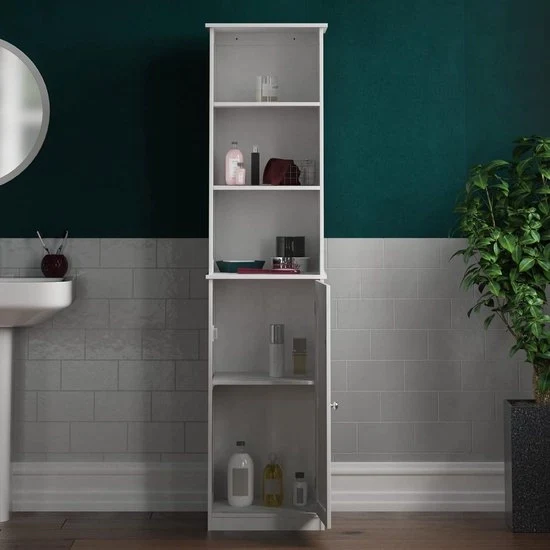 Cassettone Bagno Alto - Specchio Vida Milano - Cassettone Alto Priano - Colore: bianco cassettone bagno alto