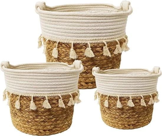 Piantine in vaso di canapa - decorativo - 3 pezzi - impermeabili - di giunco di mare