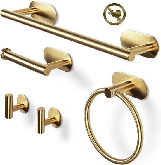 Set di Asciugamani 5 Pezzi - Accessori Bagno - Appoggio Asciugamani - Orecchione Asciugamani - Supporto Carta igienica - Senza Foratura - Adesivo Auto - Accessori Bagno per Asciugamani