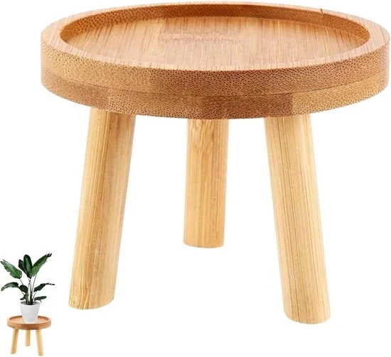 Decorativa base per piante, in legno rotondo, bassa, 14 x 95 cm