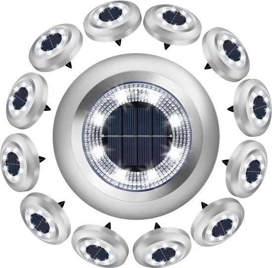 12 pezzi di illuminazione esterna alimentata da energia solare - impermeabile - illuminazione di fondazione chiara per esterni - illuminazione decorativa del pannello solare per esterni Bicchieri di illuminazione esterni