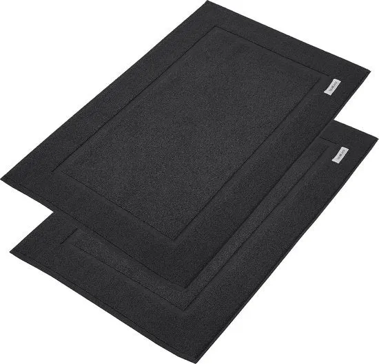Set di tappeti da bagno in cotone, 2 tappeti da bagno, 100% cotone, asciugamano, assorbente, 1000 g/m² (antracite)