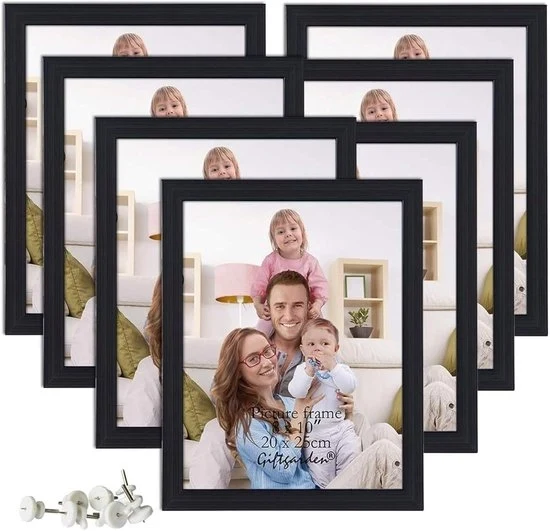 Set di supporti per foto da 7 pezzi - design moderno - nero - 20 x 25 cm