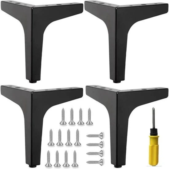 Piedi per mobili in metallo - 4 pezzi - Moderno - Nero - 17cm