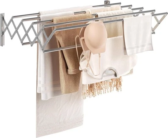 Airer per abbigliamento pieghevole - Apparecchio di fissaggio alla parete per abbigliamento - Appoggio asciugamani