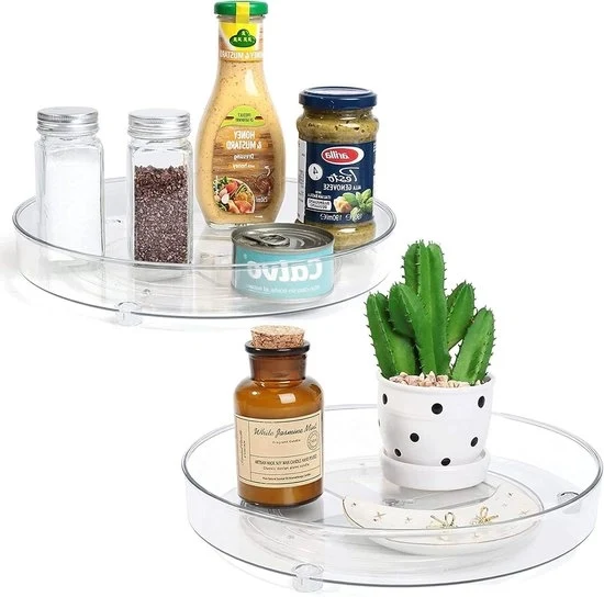 Organizzatore per cucina e frigorifero - 2 pezzi, rotante 360° - contenitore per spezie e altro - 27 + 23 cm organizzatore rotante elettrico