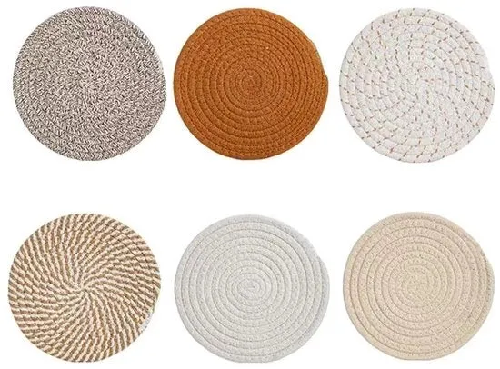 Set di sottopiedi in cotone - resistente al calore - confezione da 6 - 18 cm - assorbente