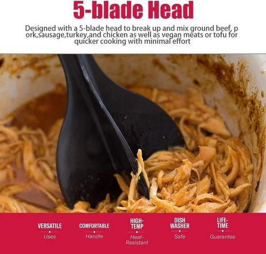 Strumento da cucina per carne - Masher multifunzionale - 1 pezzo - Nero