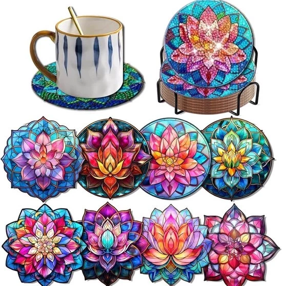 8 supporti per fiori con astuccio - per bicchieri, calici da vino, vasi - regalo di Natale pittura per diamanti