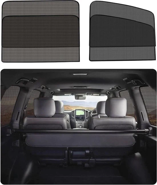 Zonwering per auto per bambino - 4 pezzi di tenda solare magnetica con protezione UV - oscuramento vetri auto - più magneti - schermo solare per auto per bambino (per parabrezza + lunotto)