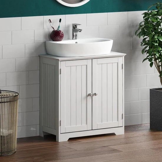 Cassettone per la stanza da bagno - Credenza per il lavandino - Bianco - Risparmio di spazio