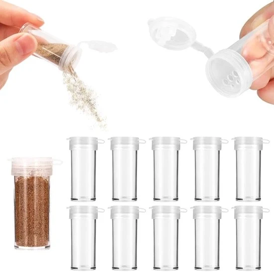 Mini vasetto di sale con coperchio - 10 pezzi - trasparente - qualità alimentare