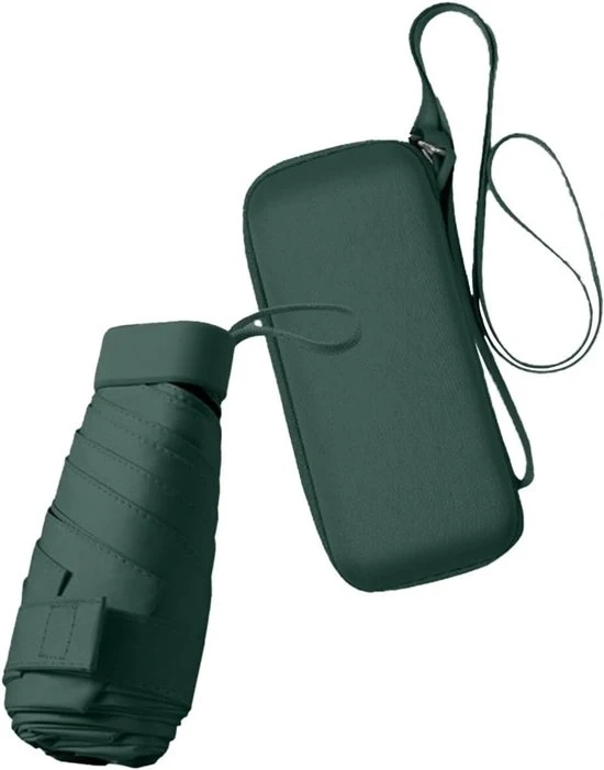Parasole compattabile per sole e pioggia - protezione UV - verde bosco - 14cm x 4.5cm