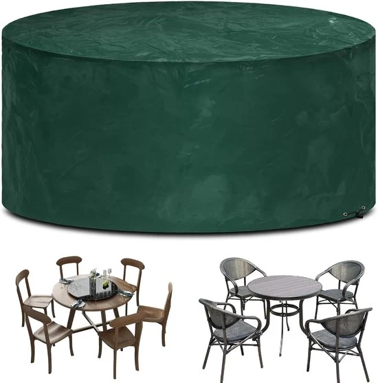 Copertura per tavolo da giardino - impermeabile - circolare - Ø 163 x 71 cm - verde - polietilene