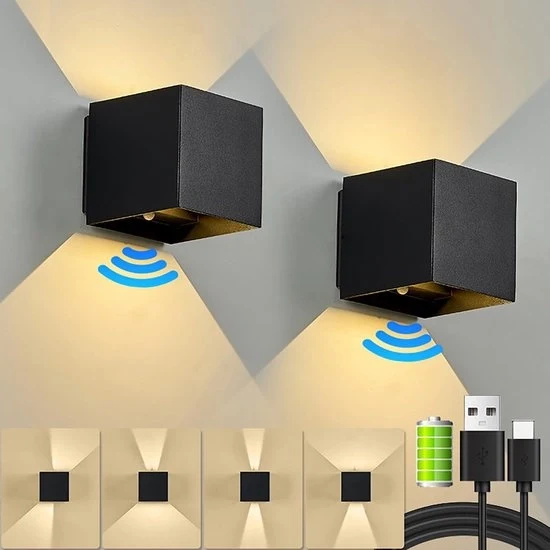 Due pezzi - Lampada a LED 6W con sensore di movimento e batteria ricaricabile - Classe di efficienza A