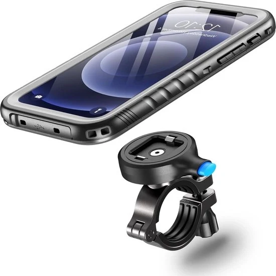 Supporto per telefono per iPhone 12 Pro Max - Impermeabile - [1 Sec per sbloccare e bloccare] - Resistente agli urti - Per motocicletta, moto da strada, mountain bike e bicicletta
