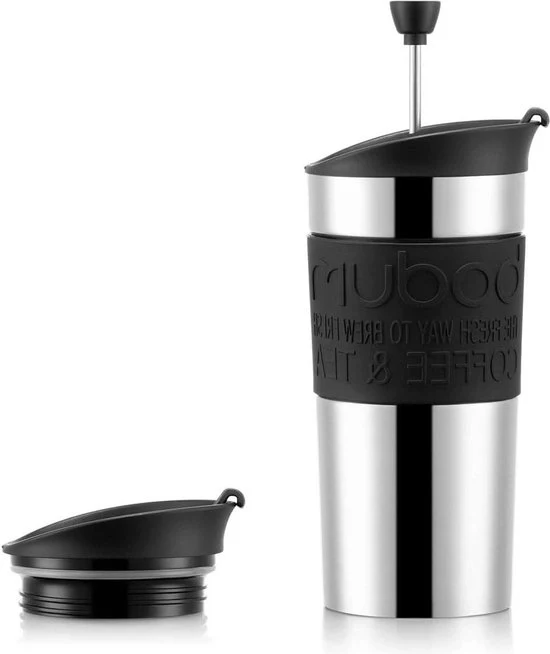 Apparecchio per caffè portatile in acciaio inossidabile - 350 ml/12 oz nero - vuoto - coperchio supplementare