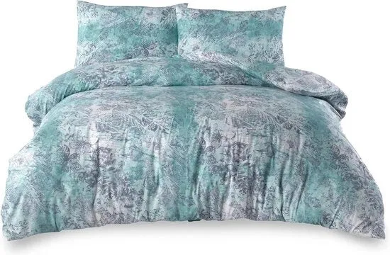 Set di coperte da letto in cotone 100% a due pezzi, blu, dimensioni 135x200 cm e 50x75 cm