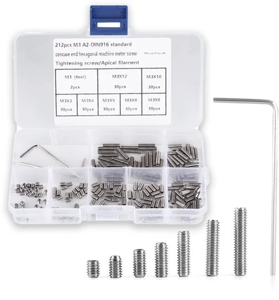 Set di viti in acciaio inossidabile 304 - 212 pezzi - diverse dimensioni - viti a testa interna - per montaggio preciso - ideale per ...