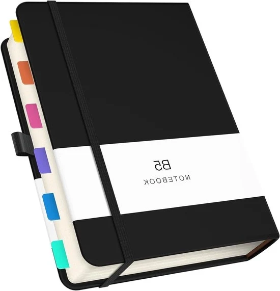 Notiziebovista B5 con copertina in pelle PU - notiziebovista per viaggiatori - 360 pagine - nero - 18,5 x 26 cm