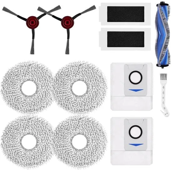 Accessori di Sostituzione di Alta Qualità - Set di 1 spazzola per superfici, 2 spazzole laterali, 4 asciugamani di pulizia, 2 sacchetti di raccolta polvere, 2 filtri