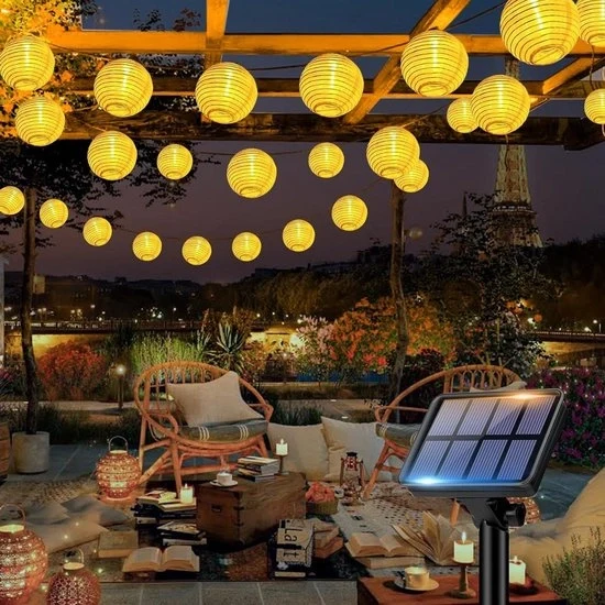 Lanterna alimentata da energia solare 8 m 15 led per esterno resistente alle intemperie IP65 - Bianco - 8 modi lanterne per esterno