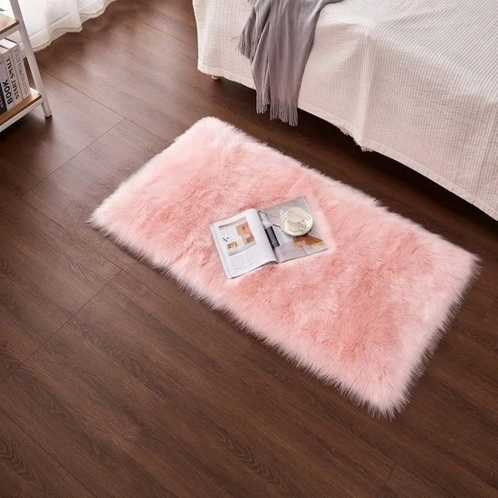 Tappeto morbido - rosa - 50 x 150 cm - pelle di pecora inimitabile