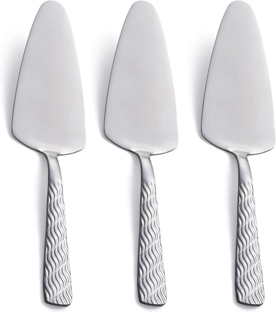 Set di 3 spatole per torte in acciaio inox con manico argentato