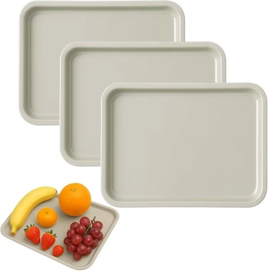 Set di 3 Piastrelle Antiscivolo per Servire - Riciclabili - Piccole - Khaki - 24,8 x 17,8 cm