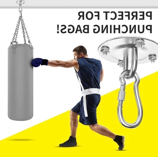 Hanger per sedia oscillante robusto - orefice per rete da esterno in acciaio inox 360° rotativo - orefice per rete da esterno per veranda in legno - orefice per rete da esterno per palestra e yoga con connesso giroscopico Plafondhaak