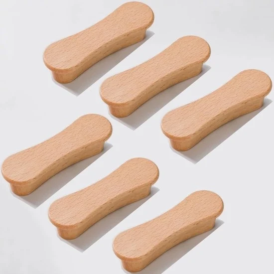 Maniglie in legno per cucina - 6 pezzi - 64mm - Finestra naturale